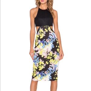 Lulus Black Floral Print Midi Dress